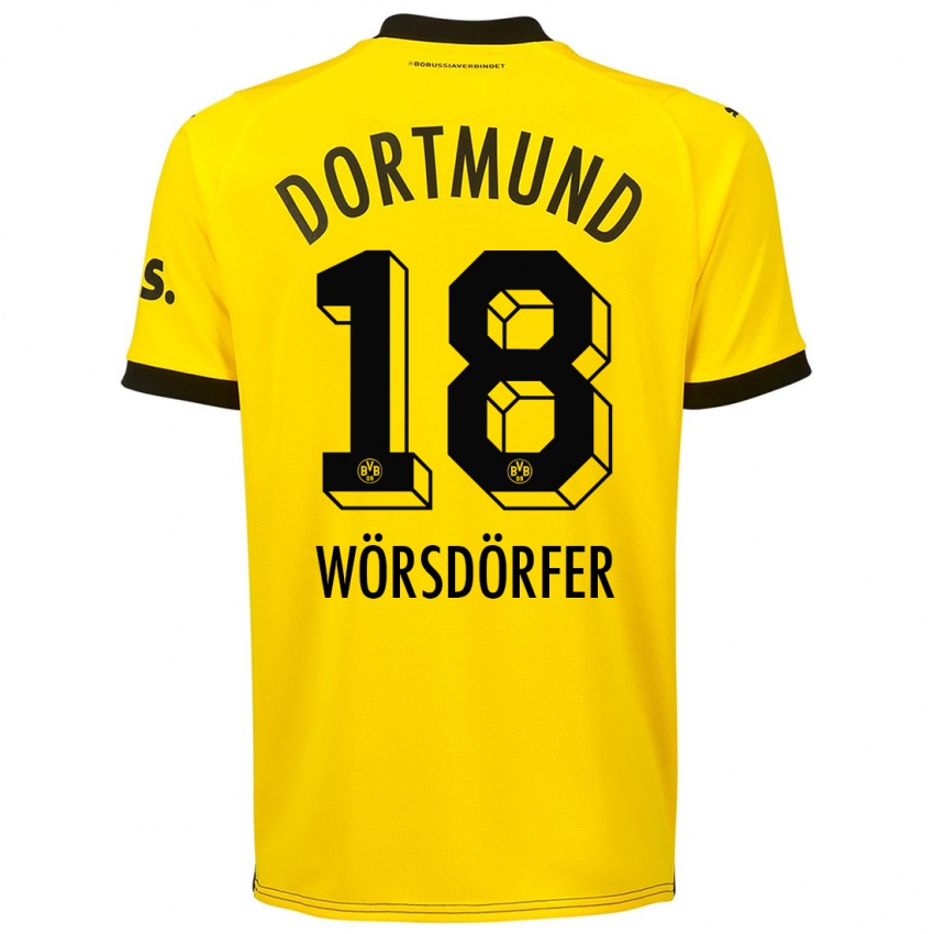 Herren Len Wörsdörfer #18 Gelb Heimtrikot Trikot 2023/24 T-Shirt