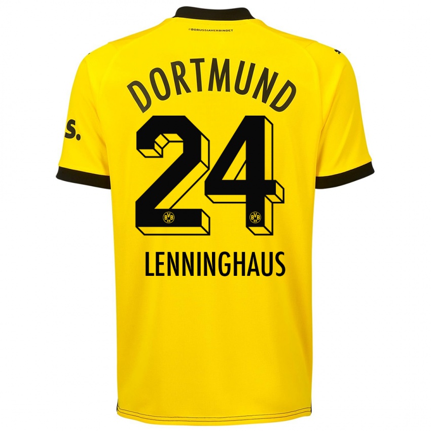 Herren Mika Lenninghaus #24 Gelb Heimtrikot Trikot 2023/24 T-Shirt