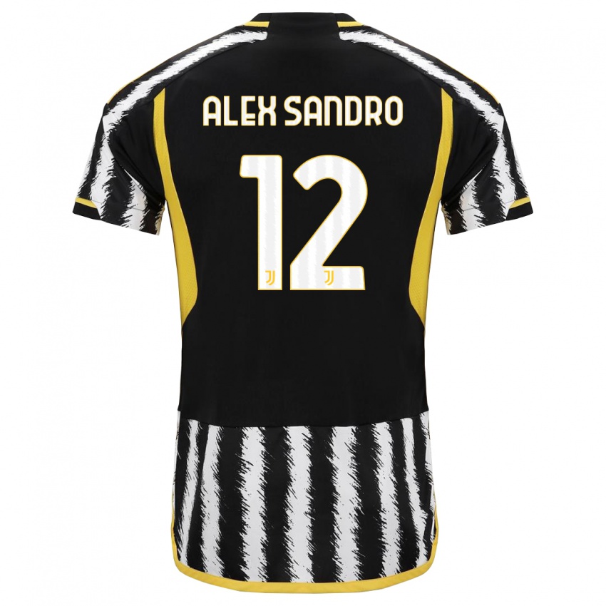 Herren Alex Sandro #12 Schwarz-Weiss Heimtrikot Trikot 2023/24 T-Shirt