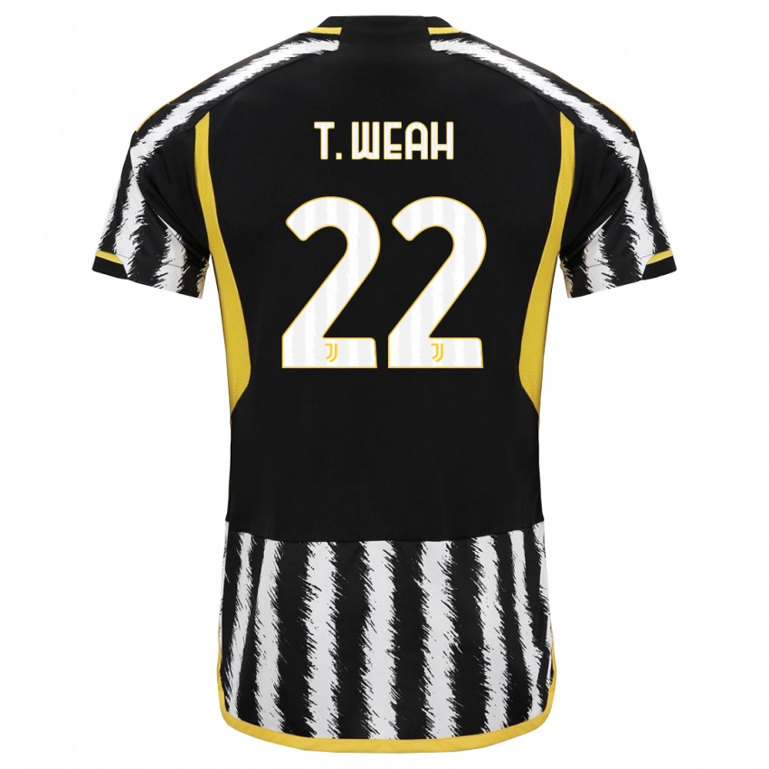 Herren Timothy Weah #22 Schwarz-Weiss Heimtrikot Trikot 2023/24 T-Shirt
