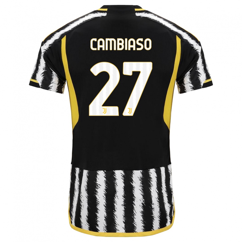 Herren Andrea Cambiaso #27 Schwarz-Weiss Heimtrikot Trikot 2023/24 T-Shirt