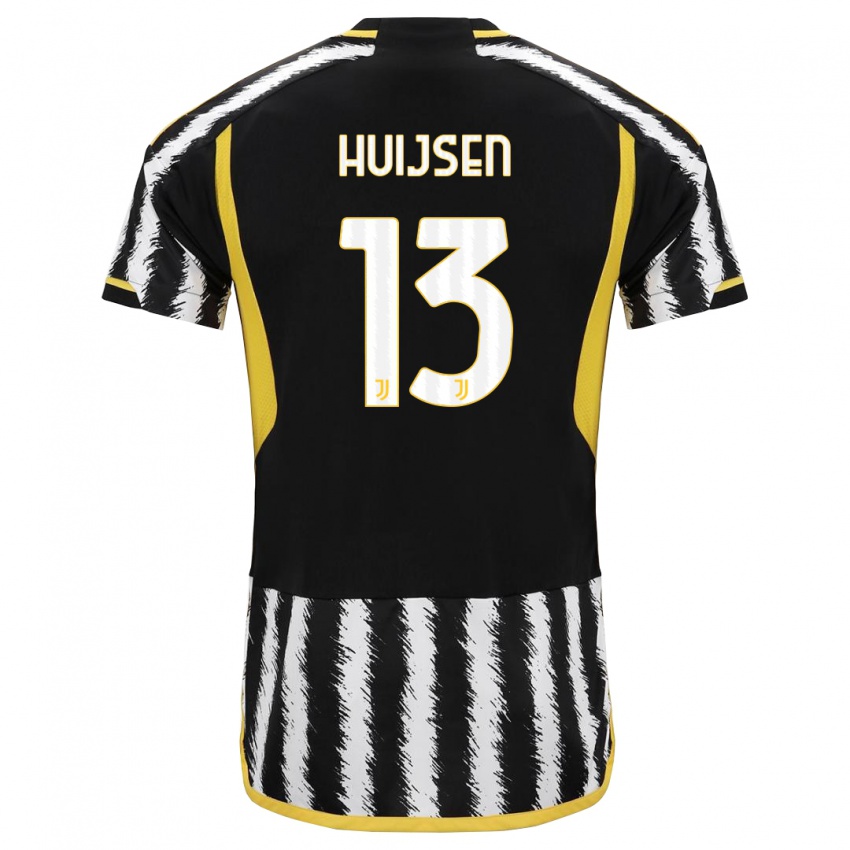 Herren Dean Huijsen #13 Schwarz-Weiss Heimtrikot Trikot 2023/24 T-Shirt