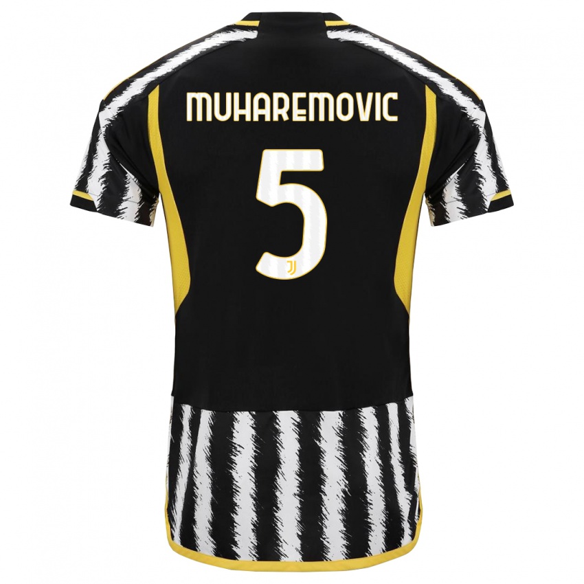 Herren Tarik Muharemovic #5 Schwarz-Weiss Heimtrikot Trikot 2023/24 T-Shirt