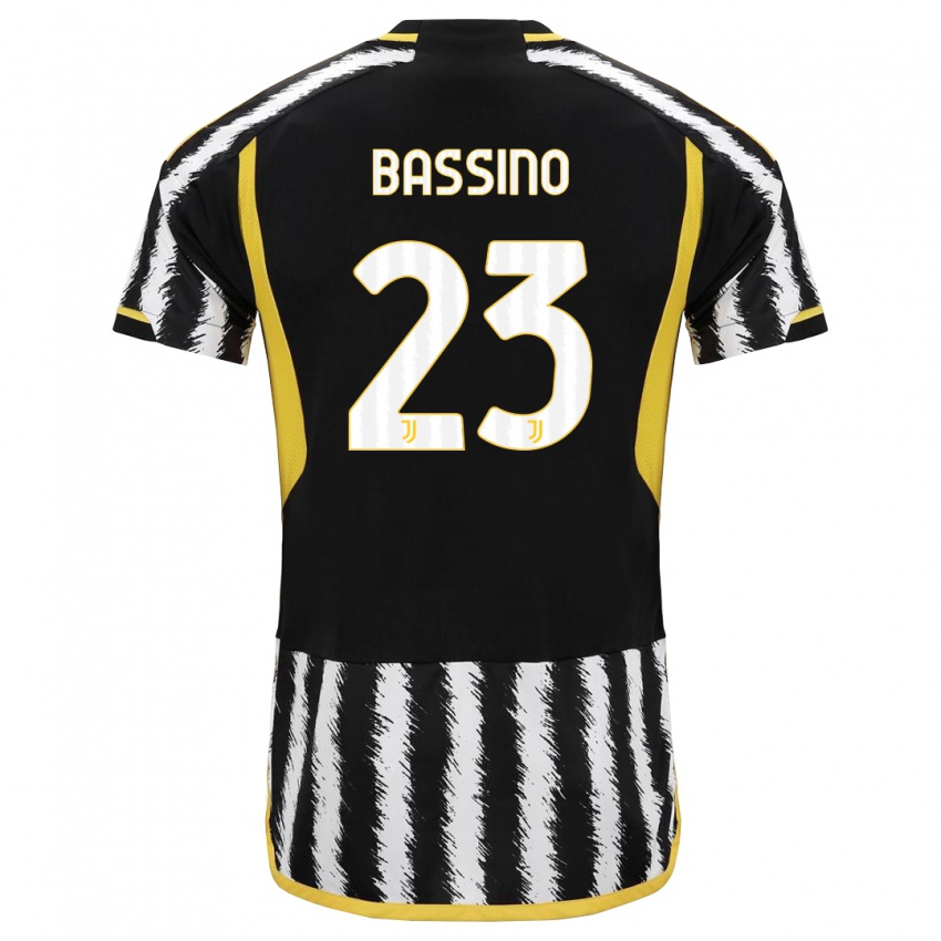 Herren Alessandro Bassino #23 Schwarz-Weiss Heimtrikot Trikot 2023/24 T-Shirt
