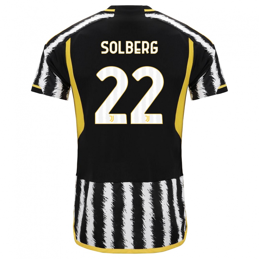 Herren Elias Solberg #22 Schwarz-Weiss Heimtrikot Trikot 2023/24 T-Shirt