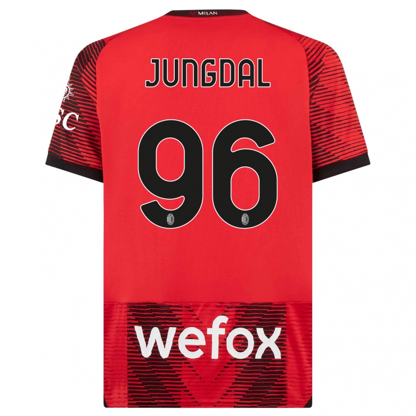 Herren Andreas Jungdal #96 Rot Schwarz Heimtrikot Trikot 2023/24 T-Shirt