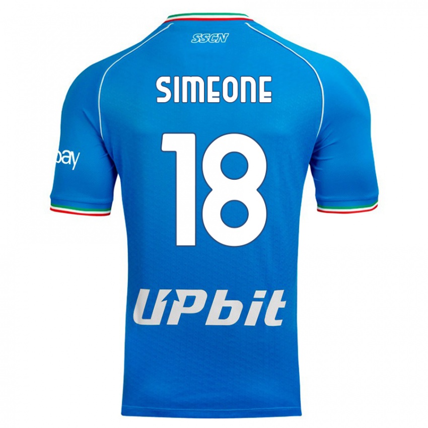 Herren Giovanni Simeone #18 Himmelblau Heimtrikot Trikot 2023/24 T-Shirt
