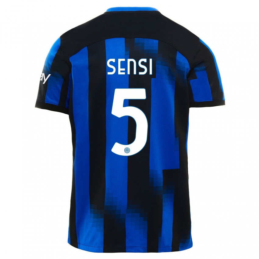 Herren Stefano Sensi #5 Schwarz Blau Heimtrikot Trikot 2023/24 T-Shirt