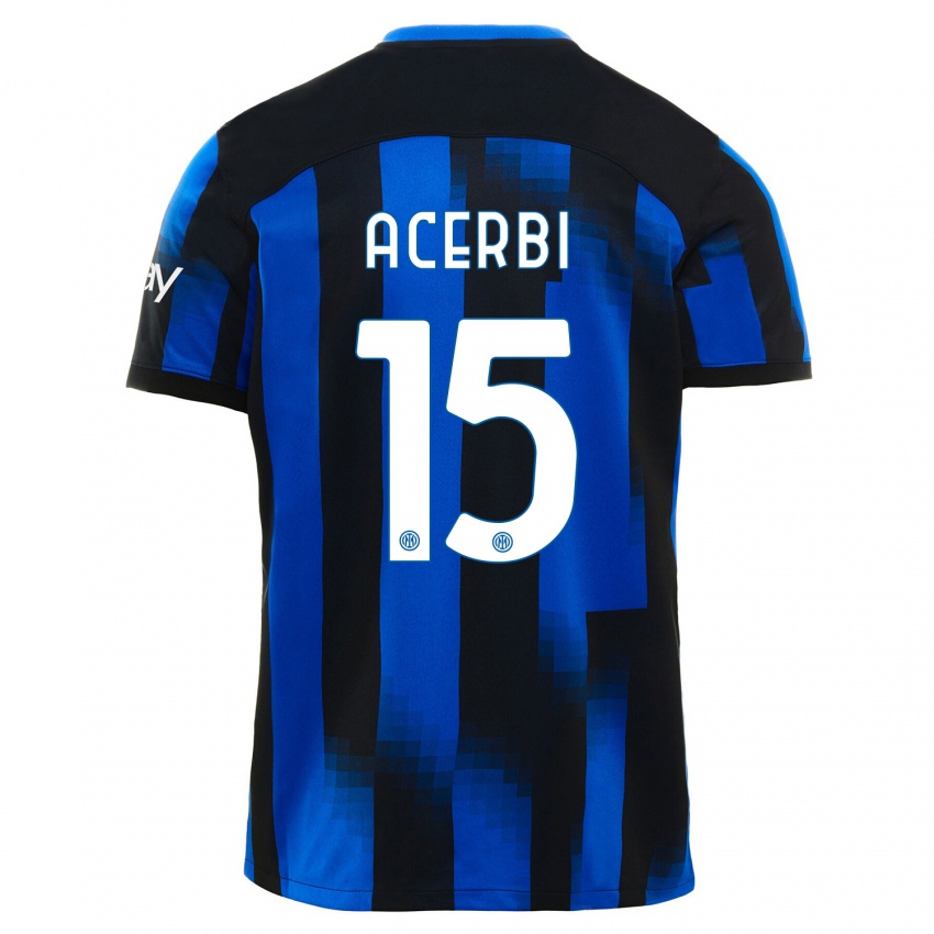 Herren Francesco Acerbi #15 Schwarz Blau Heimtrikot Trikot 2023/24 T-Shirt
