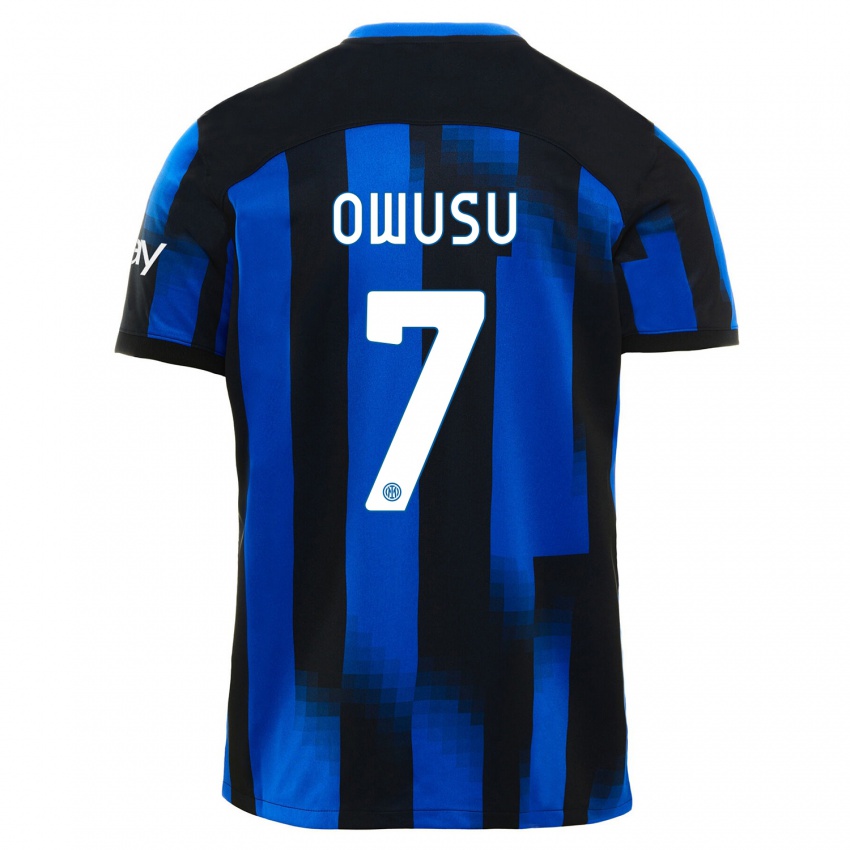 Herren Enoch Owusu #7 Schwarz Blau Heimtrikot Trikot 2023/24 T-Shirt