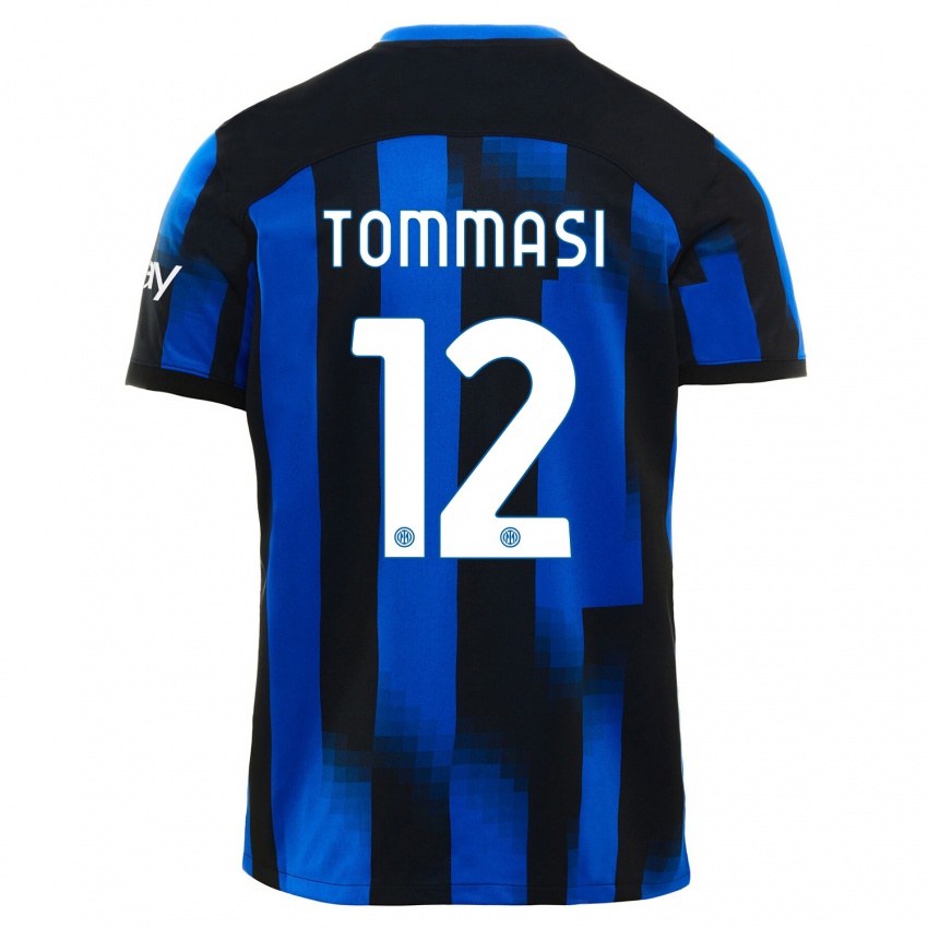 Herren Francesco Tommasi #12 Schwarz Blau Heimtrikot Trikot 2023/24 T-Shirt