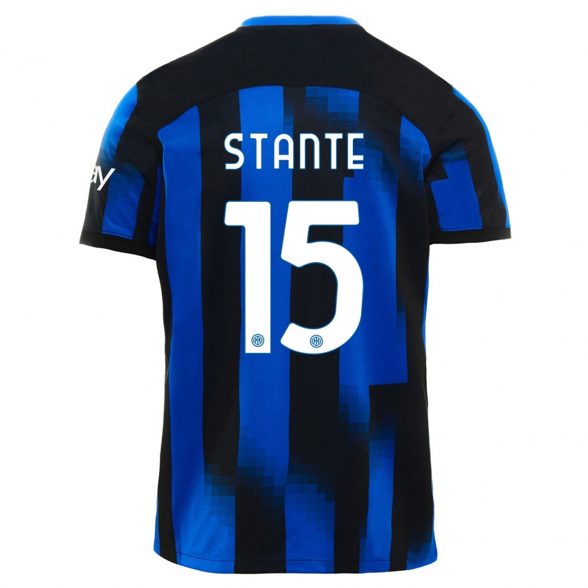 Herren Francesco Stante #15 Schwarz Blau Heimtrikot Trikot 2023/24 T-Shirt