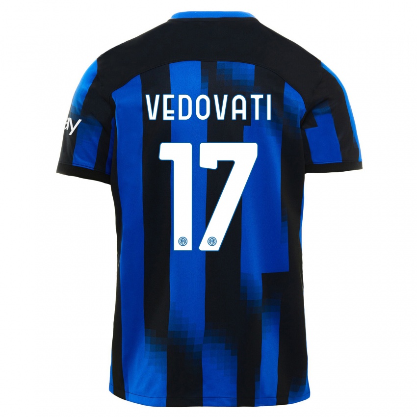 Herren Gabriele Vedovati #17 Schwarz Blau Heimtrikot Trikot 2023/24 T-Shirt