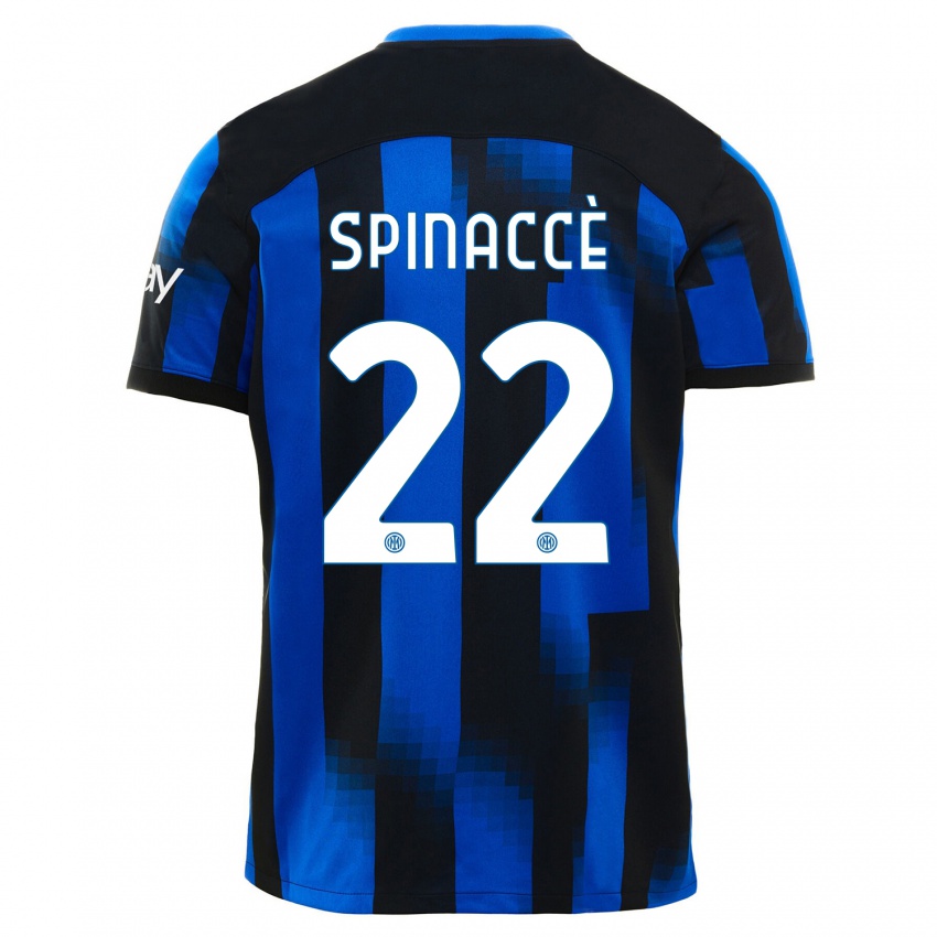 Herren Matteo Spinaccè #22 Schwarz Blau Heimtrikot Trikot 2023/24 T-Shirt