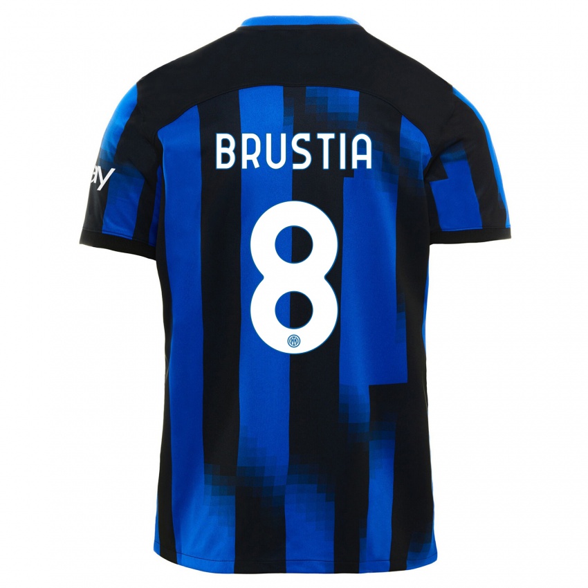 Herren Martina Brustia #8 Schwarz Blau Heimtrikot Trikot 2023/24 T-Shirt