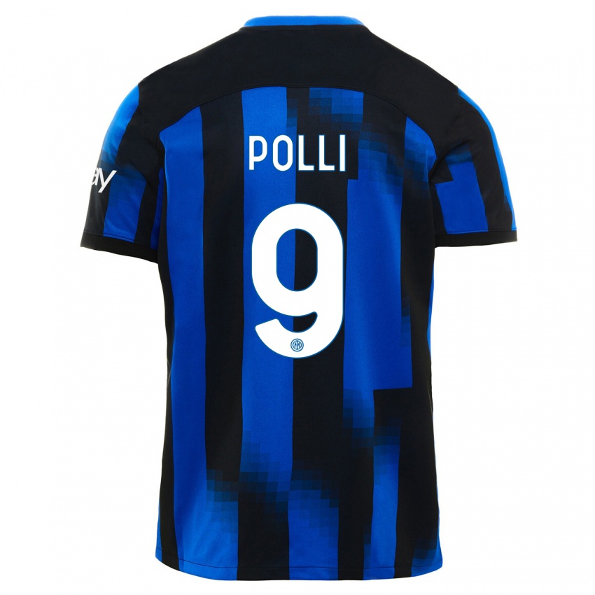 Herren Elisa Polli #9 Schwarz Blau Heimtrikot Trikot 2023/24 T-Shirt