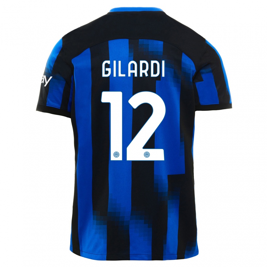 Herren Astrid Gilardi #12 Schwarz Blau Heimtrikot Trikot 2023/24 T-Shirt