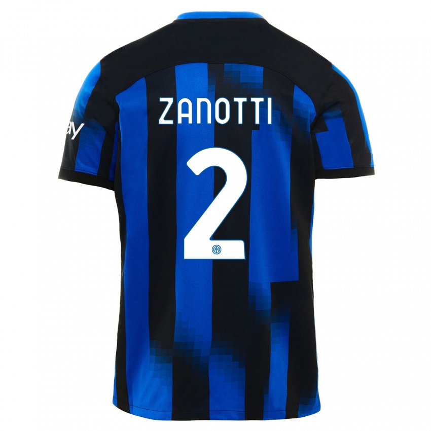 Herren Mattia Zanotti #2 Schwarz Blau Heimtrikot Trikot 2023/24 T-Shirt