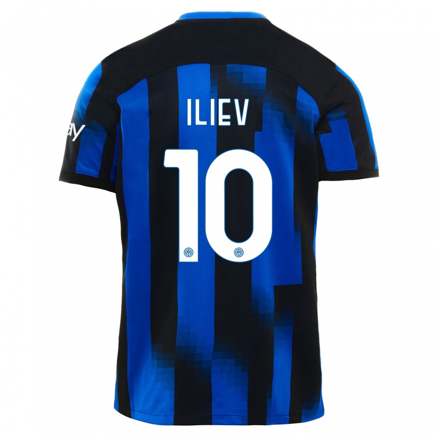 Herren Nikola Iliev #10 Schwarz Blau Heimtrikot Trikot 2023/24 T-Shirt