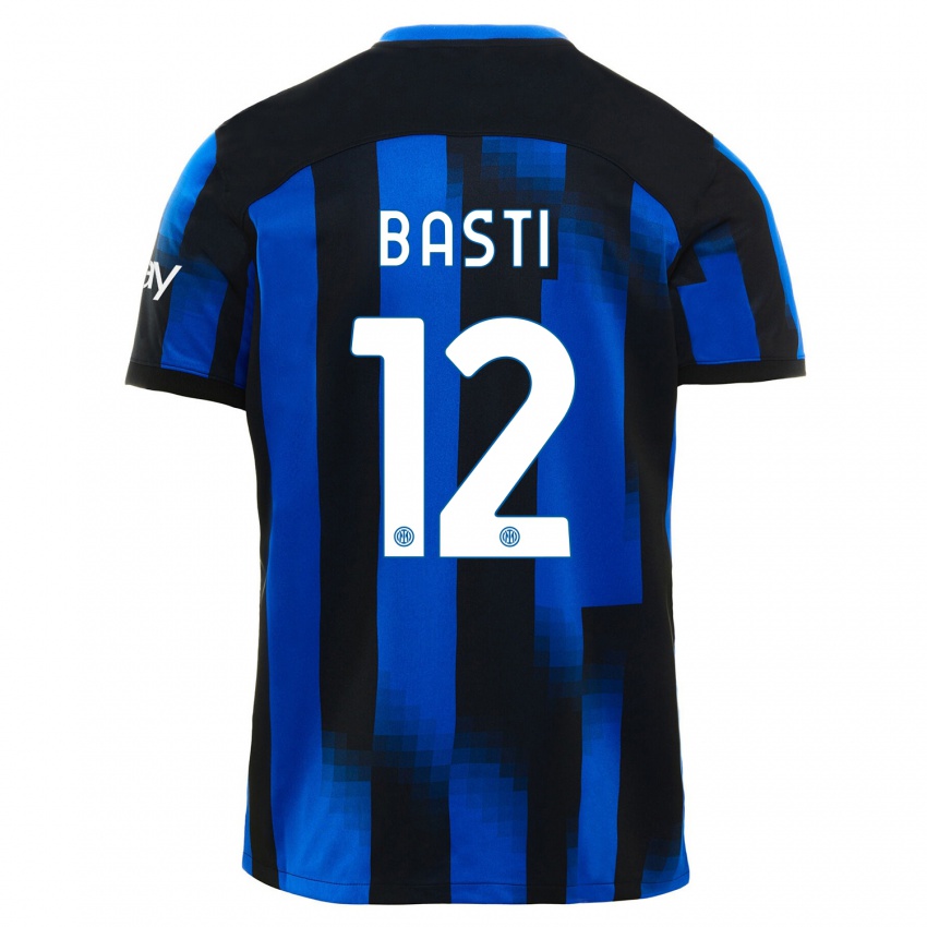 Herren Matteo Basti #12 Schwarz Blau Heimtrikot Trikot 2023/24 T-Shirt