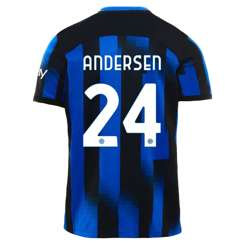 Herren Silas Andersen #24 Schwarz Blau Heimtrikot Trikot 2023/24 T-Shirt