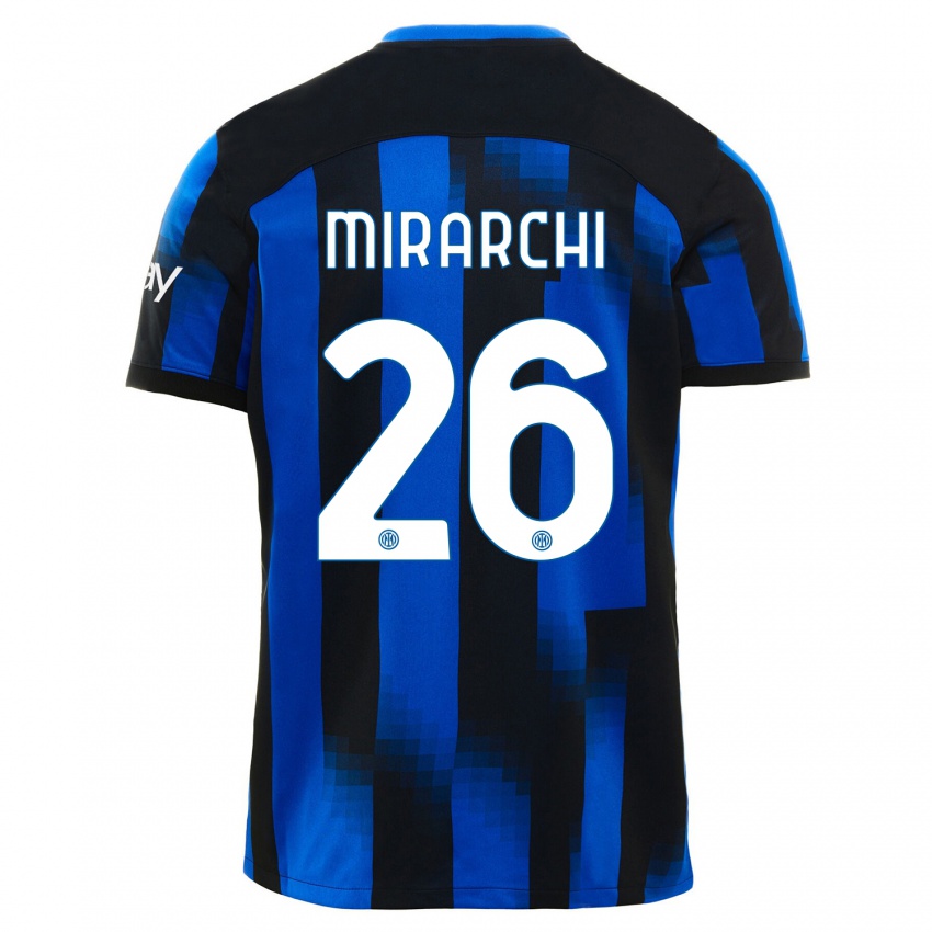 Herren Mattia Mirarchi #26 Schwarz Blau Heimtrikot Trikot 2023/24 T-Shirt