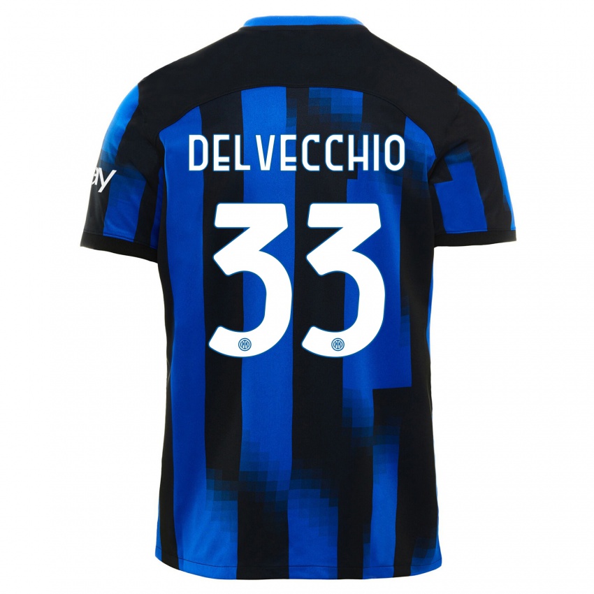 Herren Gabriele Delvecchio #33 Schwarz Blau Heimtrikot Trikot 2023/24 T-Shirt