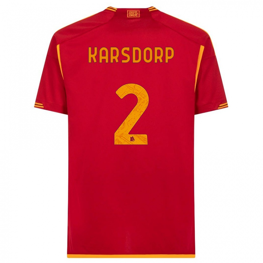 Herren Rick Karsdorp #2 Rot Heimtrikot Trikot 2023/24 T-Shirt