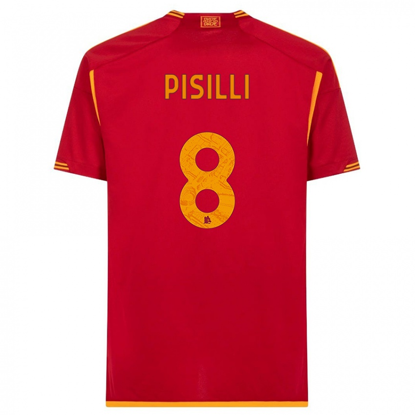 Herren Niccolo Pisilli #8 Rot Heimtrikot Trikot 2023/24 T-Shirt