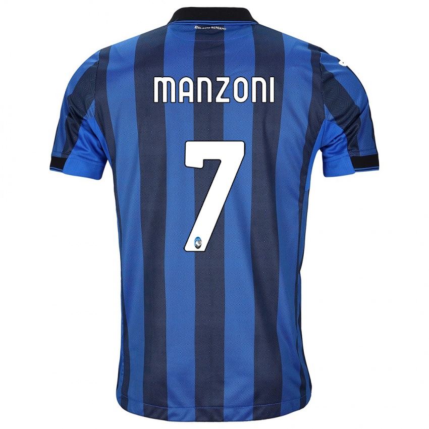 Herren Alberto Manzoni #7 Schwarz Blau Heimtrikot Trikot 2023/24 T-Shirt