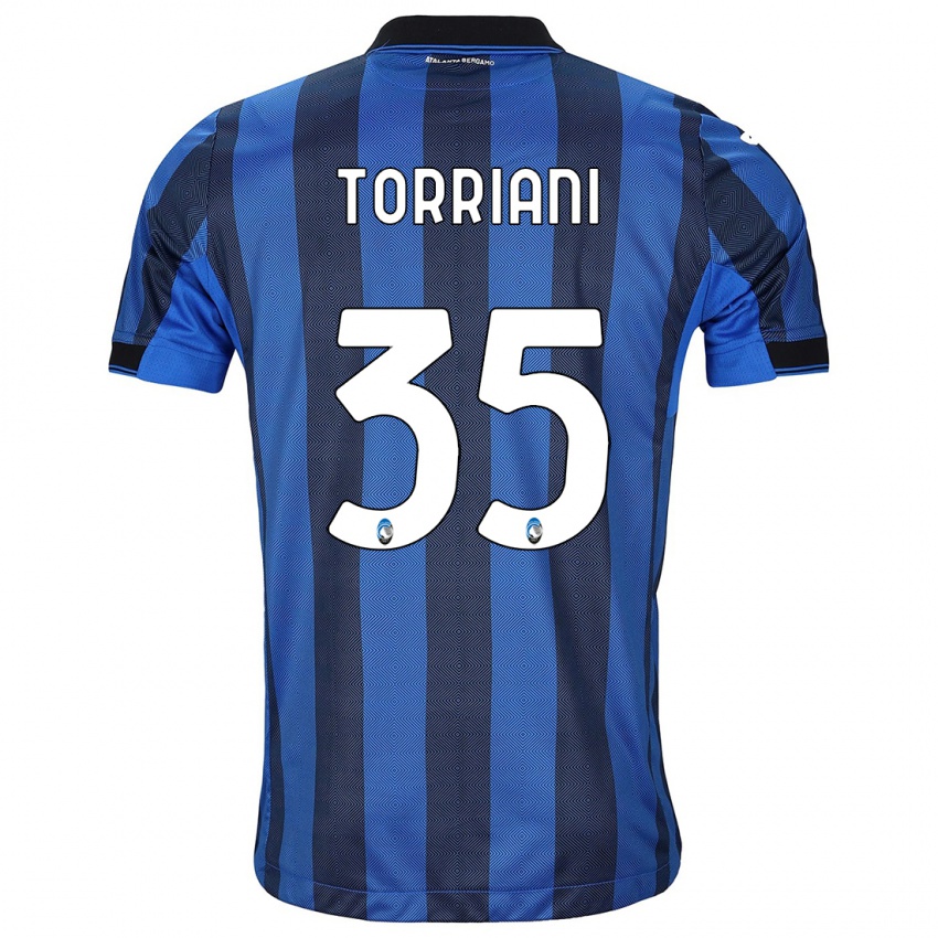 Herren Andrea Torriani #35 Schwarz Blau Heimtrikot Trikot 2023/24 T-Shirt