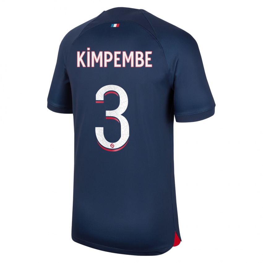 Herren Presnel Kimpembe #3 Blau Rot Heimtrikot Trikot 2023/24 T-Shirt