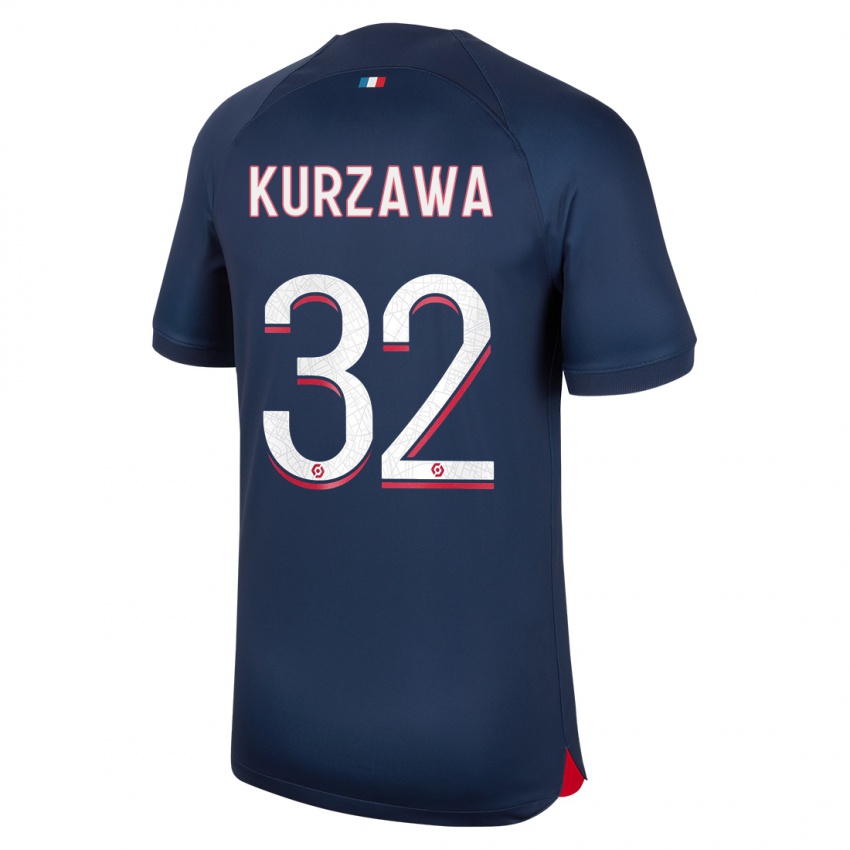 Herren Layvin Kurzawa #32 Blau Rot Heimtrikot Trikot 2023/24 T-Shirt