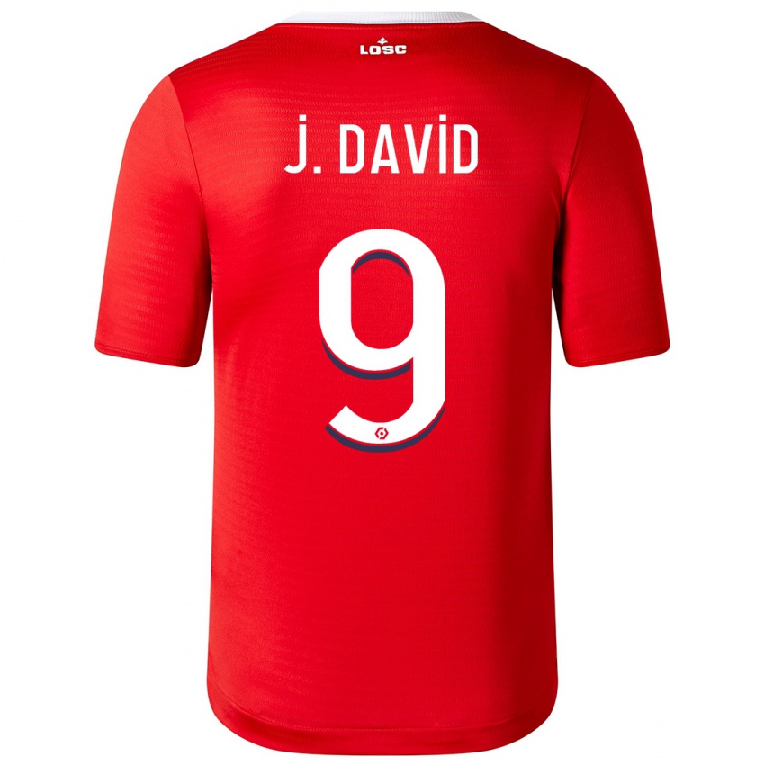 Herren Jonathan David #9 Rot Heimtrikot Trikot 2023/24 T-Shirt