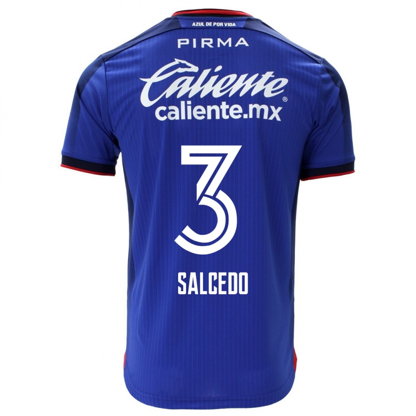 Herren Carlos Salcedo #3 Blau Heimtrikot Trikot 2023/24 T-Shirt