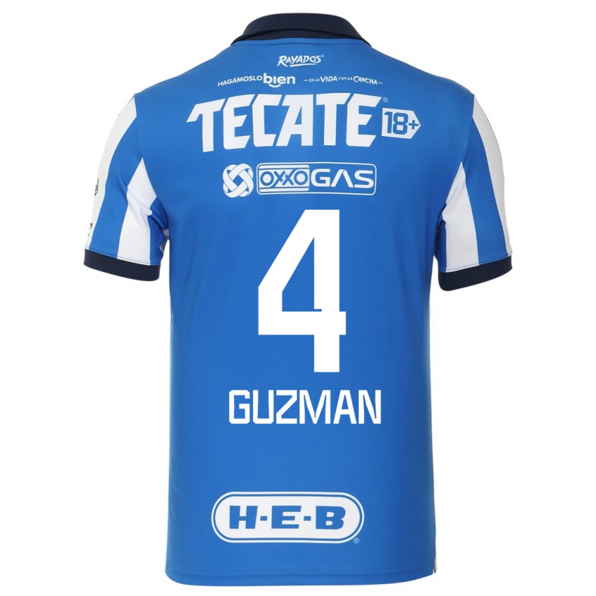 Herren Victor Guzman #4 Blau Weiss Heimtrikot Trikot 2023/24 T-Shirt