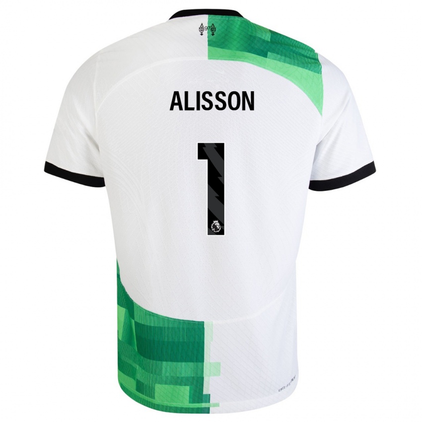 Herren Alisson #1 Weiß Grün Auswärtstrikot Trikot 2023/24 T-Shirt
