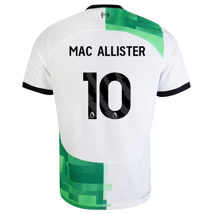 Herren Alexis Mac Allister #10 Weiß Grün Auswärtstrikot Trikot 2023/24 T-Shirt