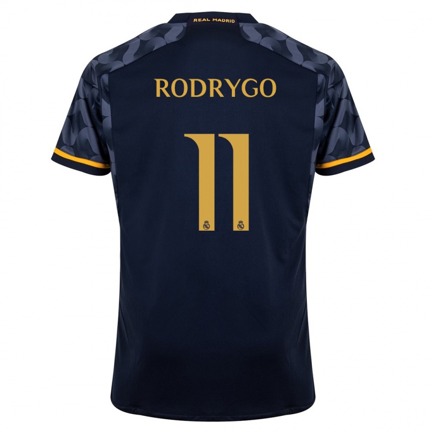 Herren Rodrygo #11 Dunkelblau Auswärtstrikot Trikot 2023/24 T-Shirt