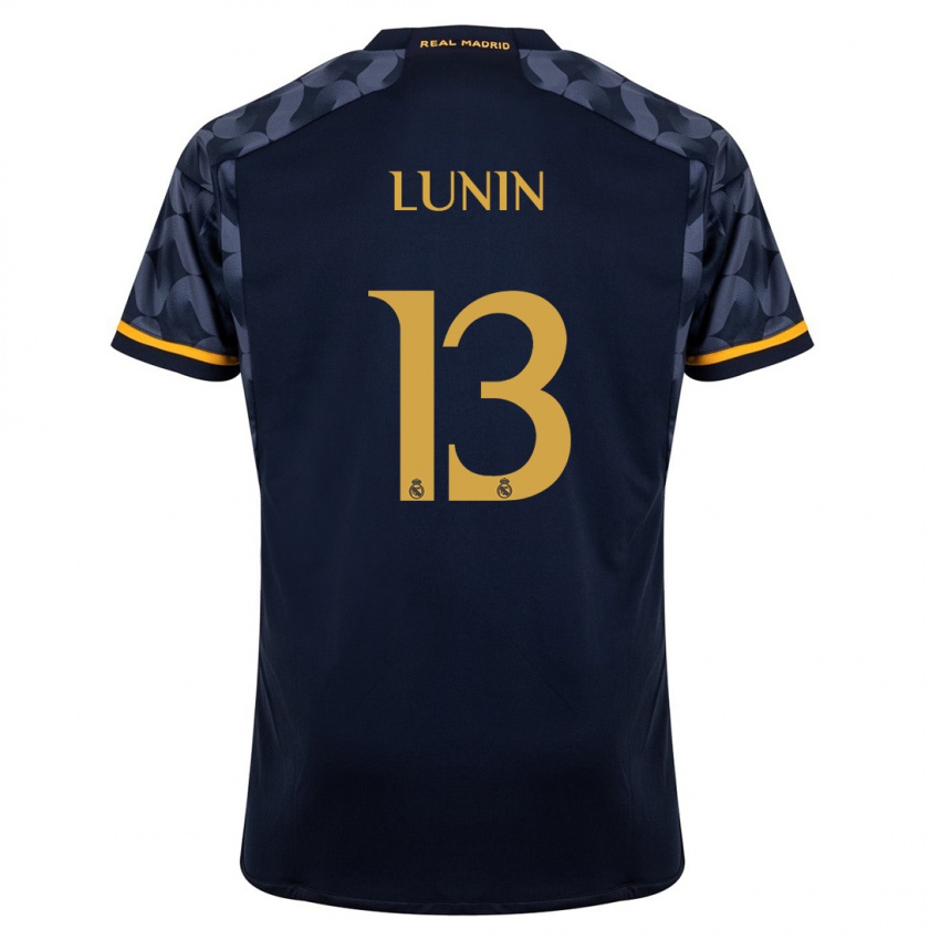 Herren Andriy Lunin #13 Dunkelblau Auswärtstrikot Trikot 2023/24 T-Shirt