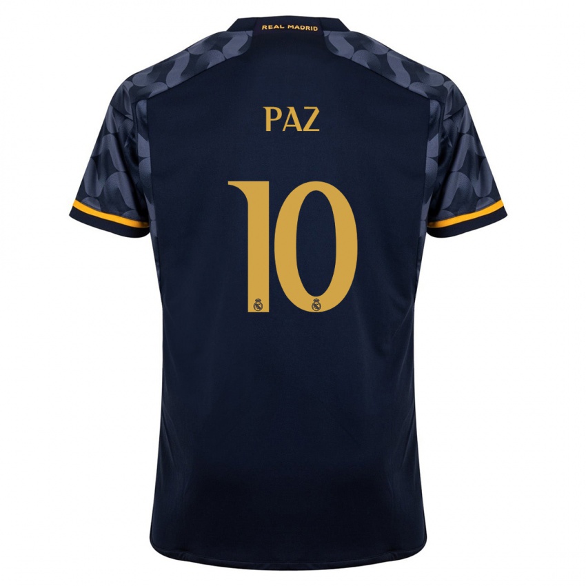 Herren Nico Paz #10 Dunkelblau Auswärtstrikot Trikot 2023/24 T-Shirt