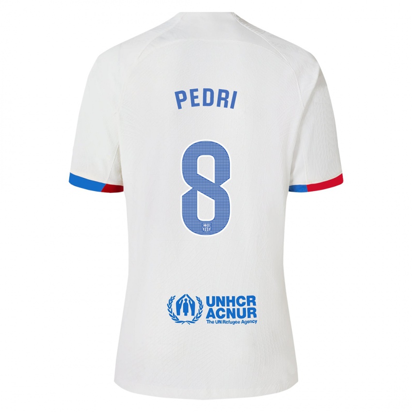 Herren Pedri #8 Weiß Auswärtstrikot Trikot 2023/24 T-Shirt