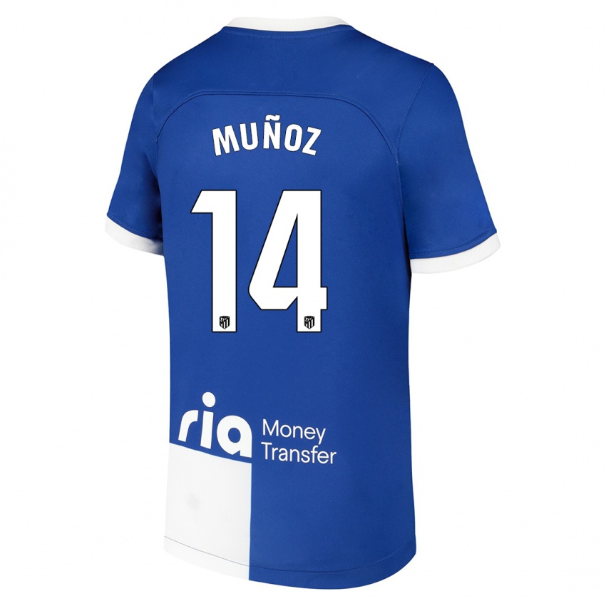 Herren David Muñoz #14 Blau Weiss Auswärtstrikot Trikot 2023/24 T-Shirt