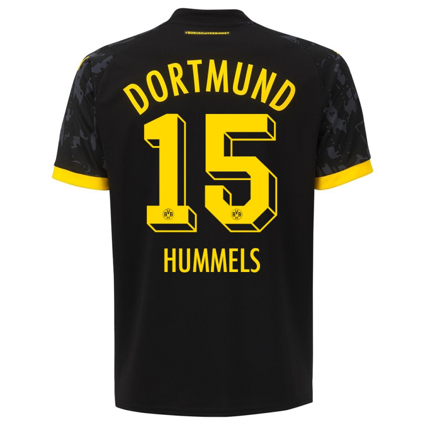 Herren Mats Hummels #15 Schwarz Auswärtstrikot Trikot 2023/24 T-Shirt