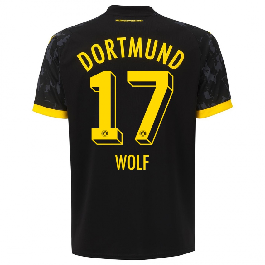 Herren Marius Wolf #17 Schwarz Auswärtstrikot Trikot 2023/24 T-Shirt