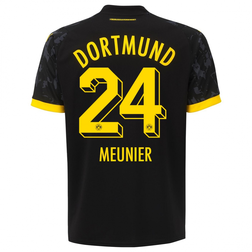 Herren Thomas Meunier #24 Schwarz Auswärtstrikot Trikot 2023/24 T-Shirt