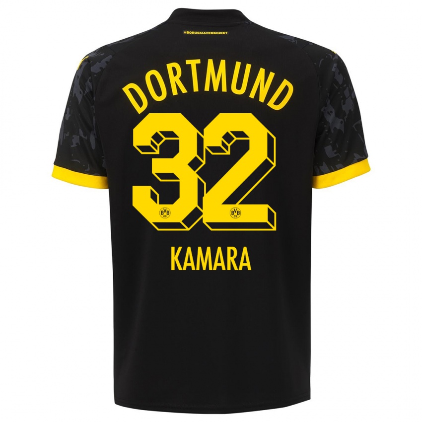 Herren Abdoulaye Kamara #32 Schwarz Auswärtstrikot Trikot 2023/24 T-Shirt