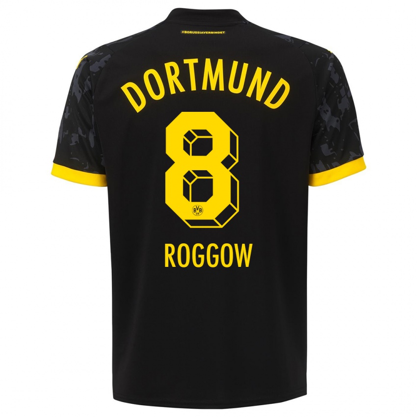 Herren Franz Roggow #8 Schwarz Auswärtstrikot Trikot 2023/24 T-Shirt