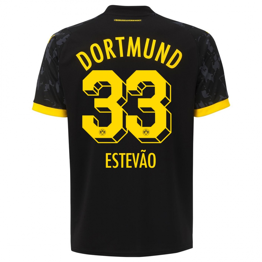 Herren Tiago Estevão #33 Schwarz Auswärtstrikot Trikot 2023/24 T-Shirt
