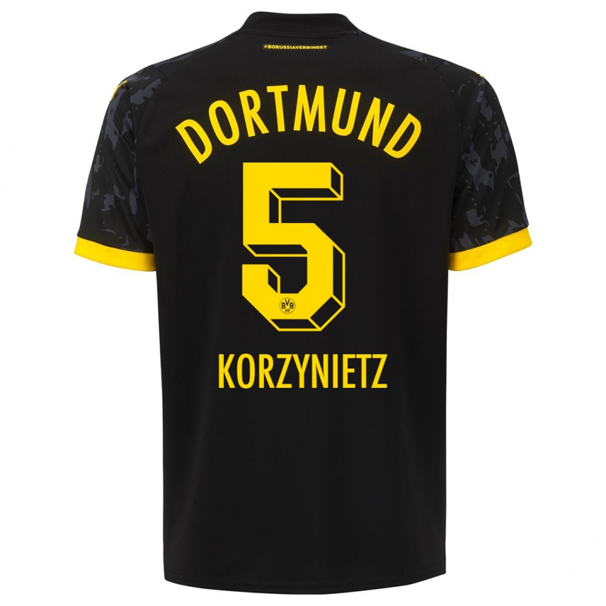 Herren Jaden Korzynietz #5 Schwarz Auswärtstrikot Trikot 2023/24 T-Shirt